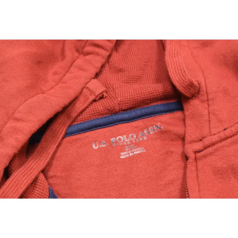 U.S. Polo Assn. Men's Red Full Zip Hoodie Regular Size 3XL jacket Pockets